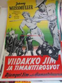 Viidakko Jim ja timanttirosvot - Djungelin Jim och diamantrövarna, pääosissa Johnny Weismuller, Karin Booth, Richard Stapley, Tamba, ohjaus Lee Sholen -