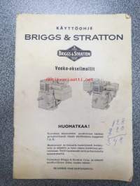 Briggs & Stratton vaaka-akselimallit 60100, 80100, 80200, 100200, 140200, 80300, 140300, 142300, 19, 19D, 23A, 23D -käyttöohjekirja