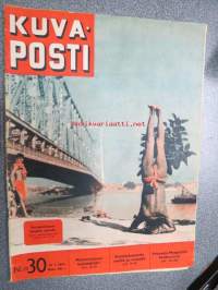 Kuva-Posti 1955 nr 30, ilmestynyt 28.7.1955, sis. mm. seur. artikkelit / kuvat / mainokset; Kansikuva auringonkylpyjä Gangesin rannalla - Ganges - Intian pyhä