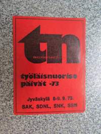 Työläisnuorisopäivät -73 Jyväskylä, SAK, SDNL, SNK, SSN -tarra