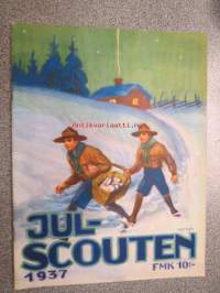 Jul-Scouten 1937 -partiolaisten joululehti ruotsiksi, takakannessa Förlag Bildkonstin 