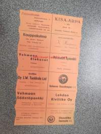 Vehmaan Kiisto Kisa-arpa nr 1328 -arpalippu