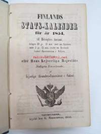 Finlands Stats-Kalender för år 1854, till Helsingfors horizont -valtiokalenteri, jossa mm. almanakka,