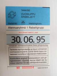 Helsinki / Liikennelaitos / HKL - HST / YTV - 1995 Vuosilippu Alennusryhmä 1 nr 000004 -matkalippu
