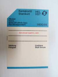 Helsinki / Liikennelaitos / HKL - HST / YTV - 1988 Kantakortti Aikuiset Vuosi / 30 päivän lippu -matkalippu