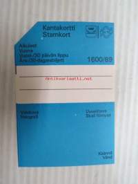 Helsinki / Liikennelaitos / HKL - HST / YTV - 1989 Kantakortti Aikuiset Vuosi- / 30 päivän lippu -matkalippu