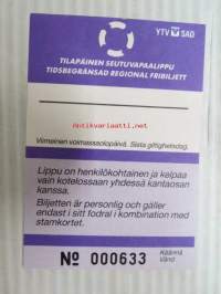 Helsinki / Liikennelaitos / HKL - HST / YTV - Tilapäinen seutuvapaalippu nr 000633 -matkalippu