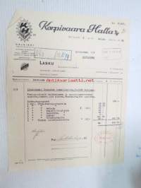 Korpivaara & Halla Oy, Helsinki 9.7.1938 -asiakirja / korjauslasku Sudebaker Dictator rek nr T-5236 Littoinen Oy edustusauto