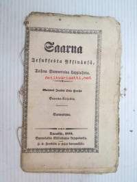 Saarna Jesuksesta Yksinänsä, Toisena Sunnuntaina Loppiaisesta. Maisteri Jaakob Otto Hoofin Saarna-kirjasta. Suomentama, Turussa, 1855. Suomalaisen Bibliaseuran