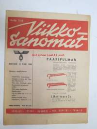 Viikko-Sanomat (Yleistajuinen talouspoliittinen viikkolehti) 1940 nr 31-32, ilmestynyt 28.8.1940