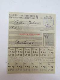 Valtion jauhatuskortti V - 1948, Johan Vallin, Kastu