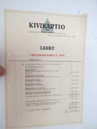 Kivikartio Oy Rakennustoimisto, Turku, 25.8.1949 -asiakirja (lasku) liitteineen