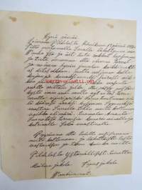 Hyvä päivää. Loimaan Pildolasta Helmikuun 17.päivä 1882. Tällä mutamalla sanalla lähestymme mee Wanha isä ja äiti teitä rakkat lapsemme ja tietä