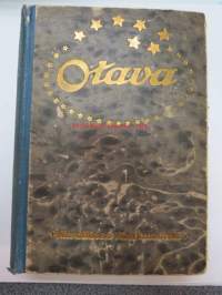 Otava - Kuvallinen kuukauslehti 1915 -sidottu vuosikerta, sisältää runsaasti mielenkiintoisia artikkeleita eri aihepiireistä, painokuvia, kannet sidottu tässä