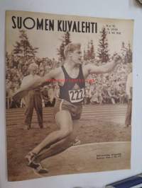 Suomen Kuvalehti 1958 nr 32, ilmestynyt 9.8.1958, sis. mm. seur. artikkelit / kuvat / mainokset; Kansikuva Kalevan kisat, Sanosan, North State, Aarre-arpajaiset,