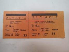 Olympia 6.5.1943 -elokuvateatterin pääsylippu