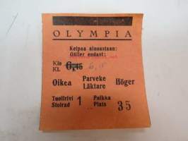 Olympia 15.4.1944 -elokuvateatterin pääsylippu