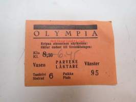 Olympia 11.4.1943 -elokuvateatterin pääsylippu