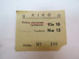 Kino (Toijala) 15.6.1944 -elokuvateatterin pääsylippu
