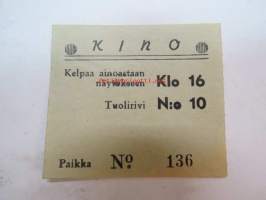 Kino (Toijala) 5.9.1944 -elokuvateatterin pääsylippu