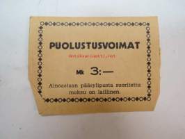 Puolustusvoimat 3 mk -elokuvateatterin pääsylippu