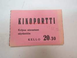 Kinoportti 1.9.1943 -elokuvateatterin pääsylippu