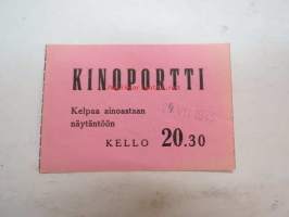 Kinoportti 24.7.1943 -elokuvateatterin pääsylippu