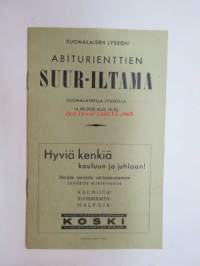 Suomalaisen Lyseon (Turku) abiturienttien suur-iltama Suomalaisella lyseolla 14.12.1935 -ohjelmalehtinen