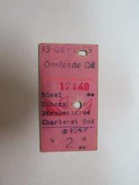 Oostende Od - Charleroi Sud 3.8.1969 -train ticket -junalippu