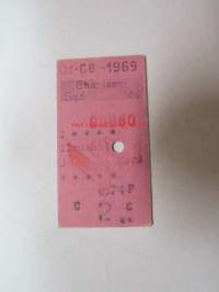 Charleroi Sud - Bruxelles 1.8.1969 -train ticket -junalippu