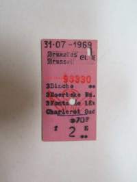 Bruxelles / Brussell - Charleroi Sud 31.7.1969 -train ticket -junalippu