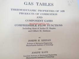 Gas Tables - Thermodynamic properties of air products of combustion and component gases - Compressible flow functions