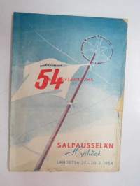 Salpausselän hiihdot Lahdessa 27-28.2.1954 -hiihtokilpailujen käsiohjelma