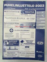 Lounais-Suomen puhelinluettelo 2003 - koti- ja yrityshakemisto