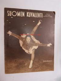 Suomen Kuvalehti 1957 nr 8, ilmestynyt 23.2.1957, sis. mm. seur. artikkelit / kuvat / mainokset; Kansikuva - Luistelijatar, Vitapointe, Puutalo, Roamer, AAA-kahvi /