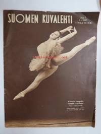 Suomen Kuvalehti 1957 nr 1, ilmestynyt 5.1.1957, sis. mm. seur. artikkelit / kuvat / mainokset; Kansikuva - Balettitanssija, Arvo Puukari - Kasvakaa vain Helsinki -