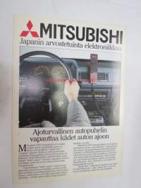 Mitsubishi - Japanin arvostetuinta elektroniikkaa - ajoturvallinen autopuhelin -myyntiesite