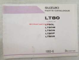 Suzuki LT80 (LM4AC11A) LT80L, LT80M, LT80N, LT80P, LT80R, Parts Catalogue -varaosaluettelo, katso mallit tarkemmin kuvista.