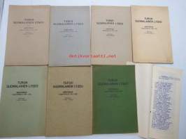 Turun Suomalainen lyseo - Kertomukset lukuvuosilta 1916-17 - 1924-25, 7 luokan / vuoden sarja sekä luokkaruno vuoden 1926 penkinpainajaisissa