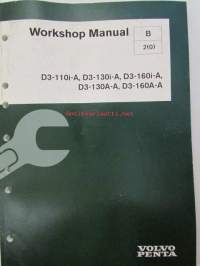 Volvo Penta Workshop Manual -käyttöohjekirja, katso tarkemmat mallien merkinnät kuvasta.