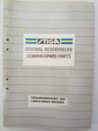 Stiga Genuine Spare Parts / Original reservdelar Trädgårdmaskiner Lawn & Garden Machines 1990 - Ruohonleikkuri varaosaluettelo, katso tarkemmat mallit kuvista