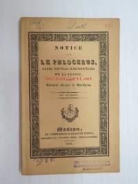 Notice sur Le Phlocerus, genre nouveau d'orthoptéres De La Russie, par Gotthelf Fischer de Waldheim. Avec un planche.. Moscou, 1833 -Moskovassa 1833 painettu