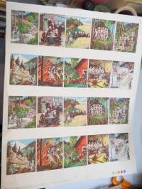 Seitsemän veljestä postikorttiarkki v. 1941 -leikkaamaton painoarkki -uncut  postcard print sheet