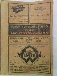 Turku puhelinluettelo 1947, Turku - Åbo telefonkatalog -Turun puhelinluettelo