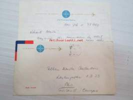 In flight... Pan Am Jet Clipper - Atlantin ylilennolla v. 1969 kirjoitettu kirje kuorineen, lähetetty Suomeen New Yorkista -letter with envelope