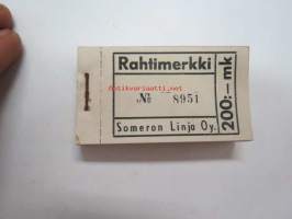 Someron Linja Oy, 200 mk, rahtimerkkivihko, käyttämätön -bus freight stamps