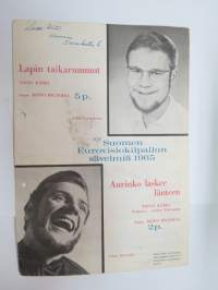 Lapin taikarummut / Aurinko laskee länteen - Suomen Eurovisiokilpailun sävelmiä 1965 -notes