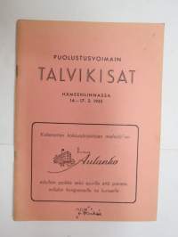 Puolustusvoimain talvikisat Hämeenlinna 14-17.3.1953 -hiiihtokisat käsiohjelma -skiing competition program