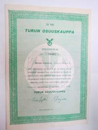 Turun Osuuskauppa Osuuskirja, 30 mk, Turku 17.2.1975 -share certificate