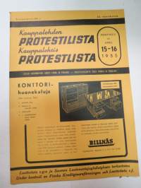 Kauppalehden protestilista - Kauppalehtis protestlista 1955 nr 15-16, ilmetynyt 13.4.1955 -unpaid debts and dues, published in special credit-paper